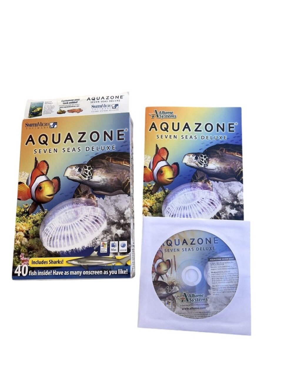 Software PC Aquazone Seven Seas Deluxe Includes Sharks Screensaver w/Box